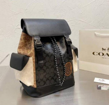 Coach Apricot White-Black Rivington ColorBlock Unisex Backpack