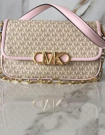 Michael Kors Parker Medium Logo Shoulder Bag With Dust Bag & OG Box 22319 Pink