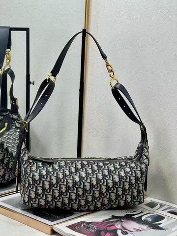 Christian Dior D-Journey Bag in Black Oblique Jacquard