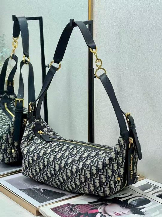 Christian Dior D-Journey Bag in Black Oblique Jacquard