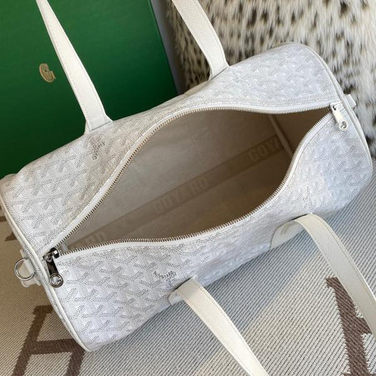 Goyard Barrel 40 Sports Bag White