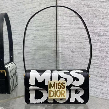 Miss Dior 2025 Black Dior Flap Shoulderbag 2belts