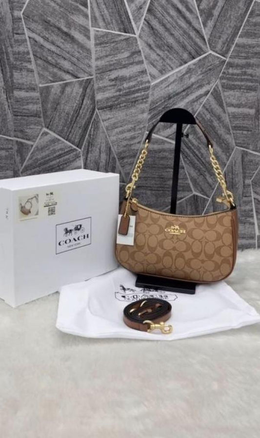 Coach Teri Apricot Brown Shoulder Bag