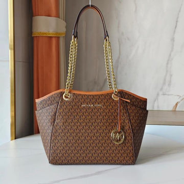 Michael Kors Jet Set Travel Chain Shoulder Tote Bag Witch Dust Bag (70199-Brown)