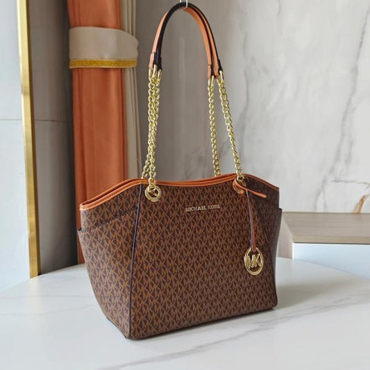 Michael Kors Jet Set Travel Chain Shoulder Tote Bag Witch Dust Bag (70199-Brown)