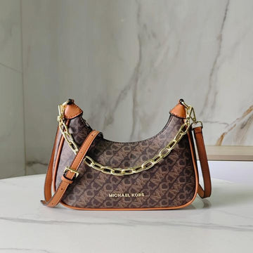 Michael Kors Cora Mini Zip Pouchette Signature OG Box Dust Cover & Carry Bag 100822 Coffee Brown