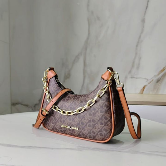 Michael Kors Cora Mini Zip Pouchette Signature OG Box Dust Cover & Carry Bag 100822 Coffee Brown