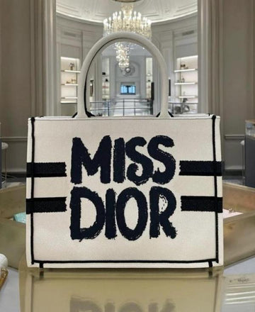Miss Dior By Christian Dior Graffiti Book Large Tote White
