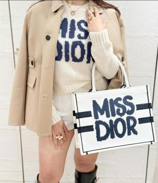 Miss Dior By Christian Dior Graffiti Book Large Tote White