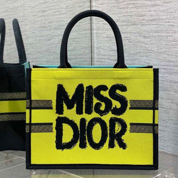 Miss Dior By Christian Dior Graffiti Book Large Tote Yellow_Green