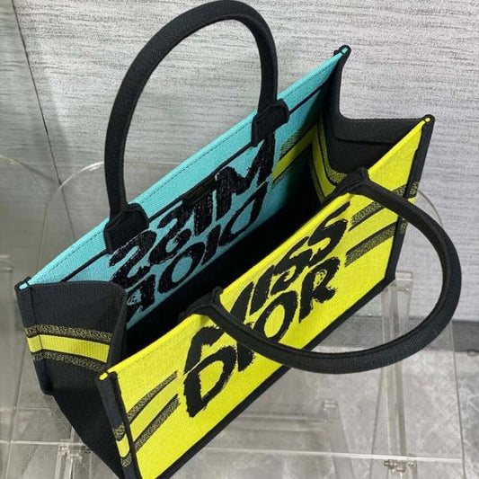Miss Dior By Christian Dior Graffiti Book Large Tote Yellow_Green
