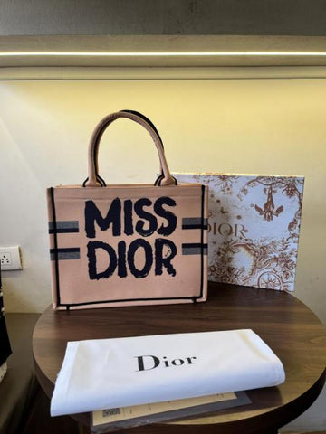 Miss Dior By Christian Dior Graffiti Book Large Tote Milk_Tea