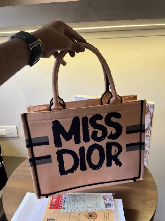 Miss Dior By Christian Dior Graffiti Book Large Tote Milk_Tea