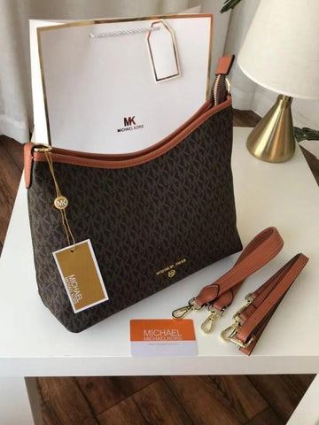 Michael Kors Maeve Large Logo Tote Bag With Dust Cover & Carry Bag M8453 Coffee Brown