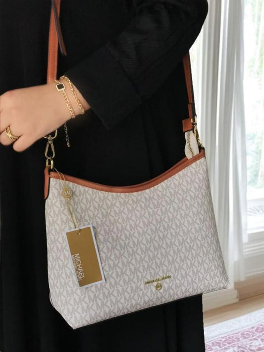 Michael Kors Maeve Large Logo Tote Bag With Dust Cover & Carry Bag M8453 Beige Brown
