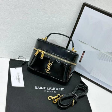 Ysl Saint Laurent Black Gaby Patent Leather Vanity Bag