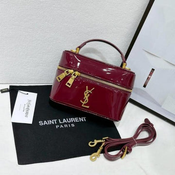 Ysl Saint Laurent Burgundy Gaby Patent Leather Vanity Bag