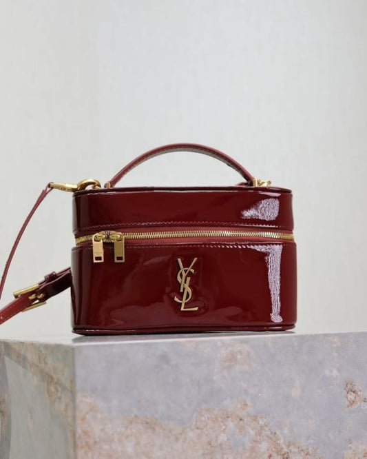 Ysl Saint Laurent Burgundy Gaby Patent Leather Vanity Bag