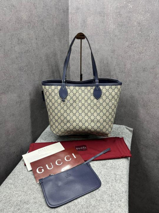 Gucci GG Totissima Supreme Reversible Denim Blue Tote Bag With Dust Bag 820481