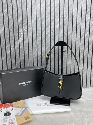 Ysl Saint Laurent Hobo Black Gold Leather Shoulder Bag