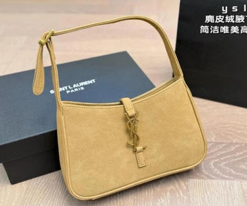 Ysl Saint Laurent Hobo Khakhi Gold Leather Shoulder Bag