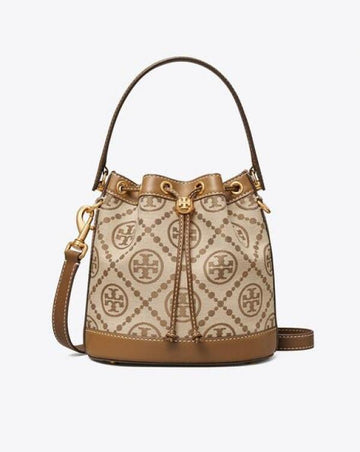 Tory Burch T Monogram Jacquard Bucket Bag Brown