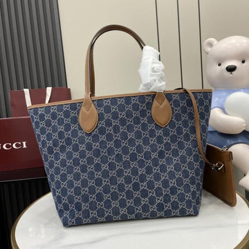 Gucci GG Totissima Supreme Denim Blue Tote Bag With Dust Cover & Carry Bag 820481