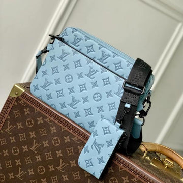 Louis Vuitton LV M45329 Virgil Abloh Trio Messenger Multi Crossbody Bag With OG Box & Dust Bag (Sky Blue)