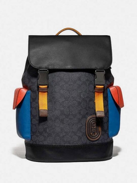 Coach Black-Blue-Red Rivington ColorBlock Unisex Backpack