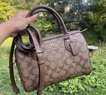 Coach_ Mini Rowan Crossbody Bag in Blocked Signature Canvas Bag With Box premium quality