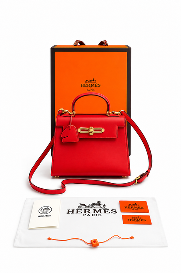 Herme_s Kelly Mini II Epsom Leather Top Handle Bag With Box And Dust Bag (Red) (925)
