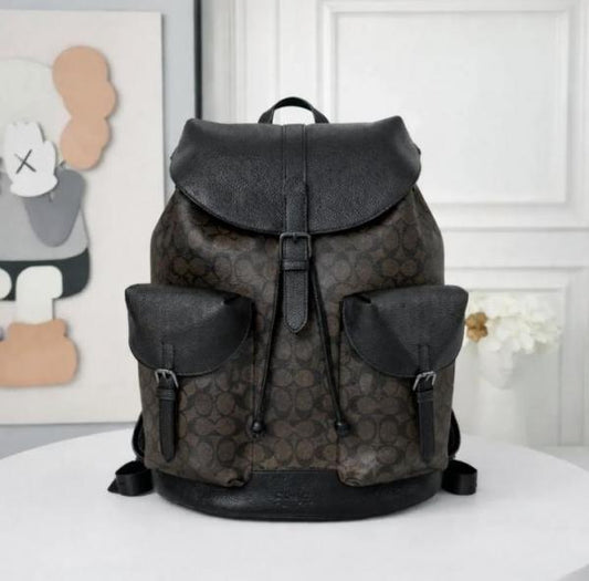 Coach_Warner_Backpack_Signature_Coated_Canvas_Leather_With_Dust_Cover_Coffee_Black