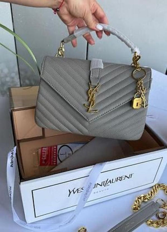 Ysl Collage Gray colour Medium Shoulder Bag With Original Box & Dust Cover