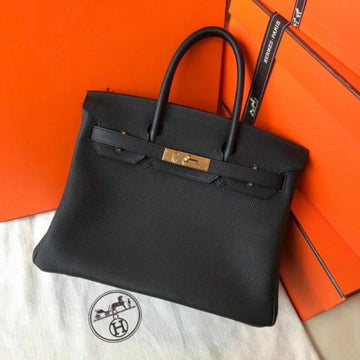 Hermes Birkin  Caviar Leather Bag With Dust Cover Lock Key Black