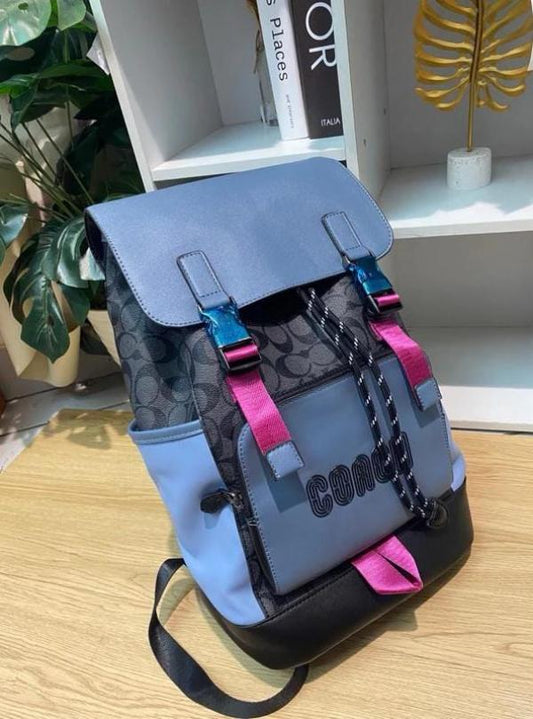Coach_Rivington_Backpack_Colorblock_Black_Blue_Black_Signature_Canvas_Unisex_Backpack_With_Dust_Cover_-_Black_Blue_Black