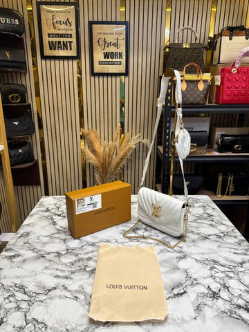 Louis Vuitton Wave Pochette Shoulder Bag With Box And Dust Bag (White)
