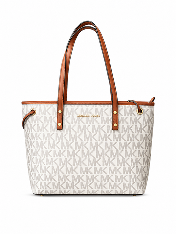 Michael_Kors_MK Voyager Tote Bag With Side Pocket & Dust Bag (Beige Brown 2003)
