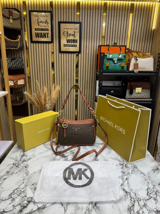 Michael Kor_s Jet Set Logo Crossbody Shoulder Bag With Box And Dust Bag (Brown)