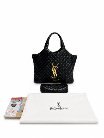 Yves Sain_t Laurent YSL Maxi Tote Bag With Matching Wallet Includes Dust Bag (Black)