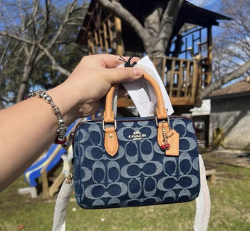 Coach_ Mini Rowan Crossbody Bag in Blocked Signature Canvas Bag With Box premium quality