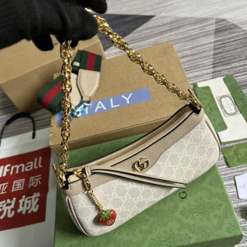 Gucci Ophidia GG Supreme Shoulder Bag With OG Box Dust Cover & Carry Bag 735132 Beige Strawberry
