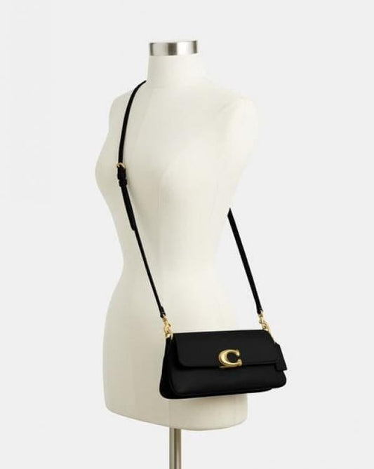 Coach Small Jet Shoulder Bag With_OG Box Dust Cover & Carry Bag Black