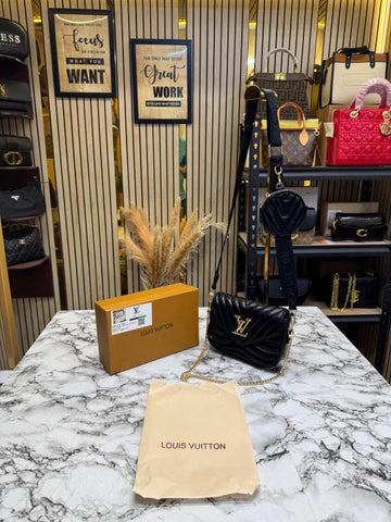 Louis Vuitton Wave Pochette Shoulder Bag With Box And Dust Bag (Black)