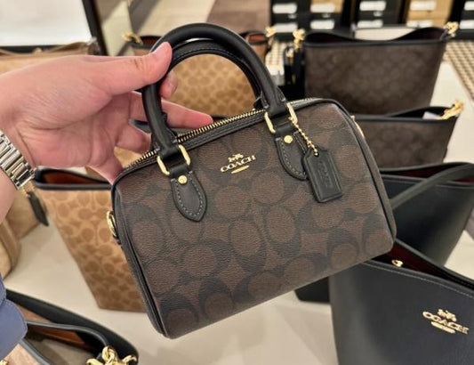 Coach_ Mini Rowan Crossbody Bag in Blocked Signature Canvas Bag With Box premium quality