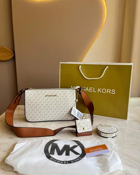 Michael_Kors_MK Jet Set Crossbody With Tech Accessories Coin Pouch & Ear Pod With Dust Bag (Beige-Brown-M7021)