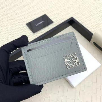 Loewe Card Holder Case Wallet Anagram Hardware Silver With Dust cover & OG Box  Grey