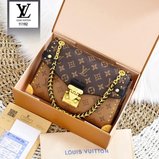 Loui.s Vuitton Trunkie East West Signature Monogram Leather Shoulder Bag With OG Box Dust Cover & Carry Bag M81668 Monochrome Brown Gold