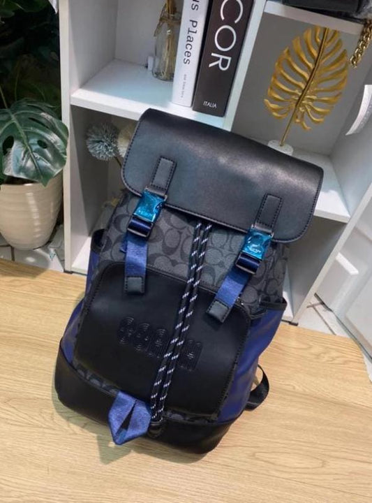 Coach_Rivington_Backpack_Colorblock_Black_Blue_Signature_Canvas_Unisex_Backpack_With_Dust_Cover_-_Black_Blue