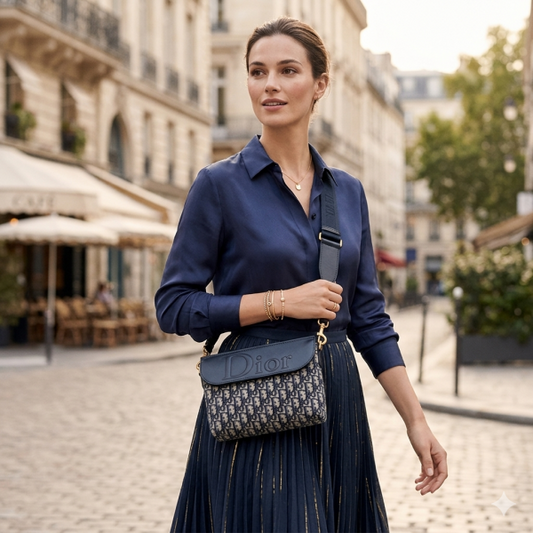 Dior_flap_bag with box blue colour premium quality with original box