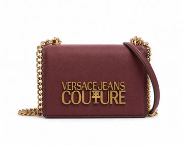 Versace Jeans Couture Saffiano Lock Crossbody Bag With OG Double Box & Dust Bag ribbons etc(wine) 599